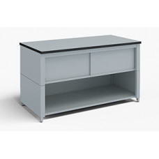 Mail Room and Office Furniture 48"W x 30"D Extra Deep Storage Table with Adjustable Height Legs with Lower Shelf and Upper Locking Cabinet.